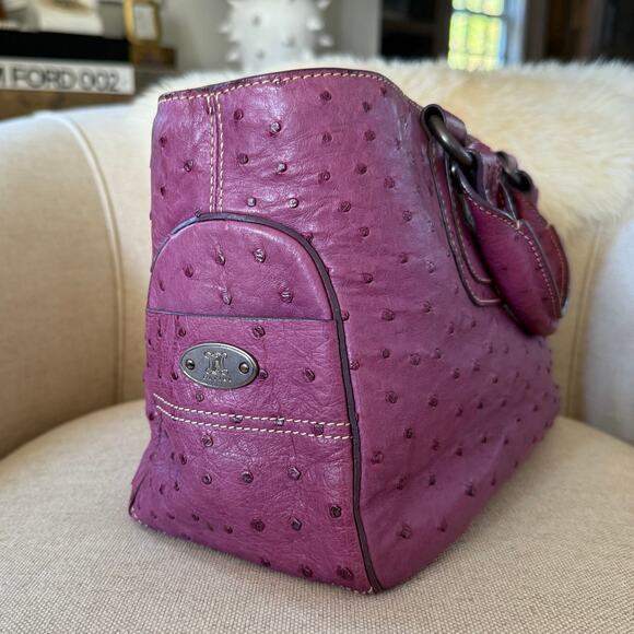 CELINE Michael Kors Boogie Bag Handbag Sd Gm 0097 Exotics Ostrich Purple Italy - Picture 2 of 16